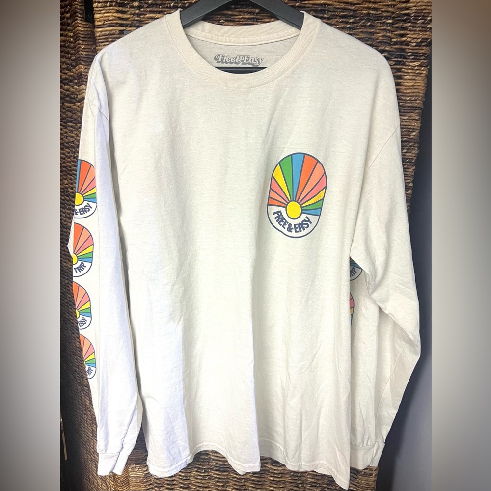 Free & Easy- Spectrum LS Tee‎ - Cream w/ Multi Color, Size: Large